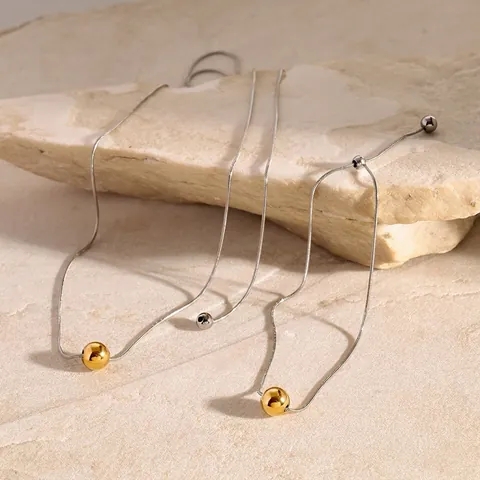 Collana Minimalista In Acciaio Inossidabile Con Catena A Serpente E Pendente A Sfera Dorata Chiusura Scorrevole Regolabile Gioielli
