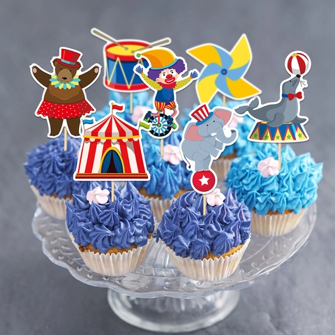 Decorazioni Cupcake Tema Circo Torta Carnevale Animali Clown Tenda Carta Per Festa Di Compleanno