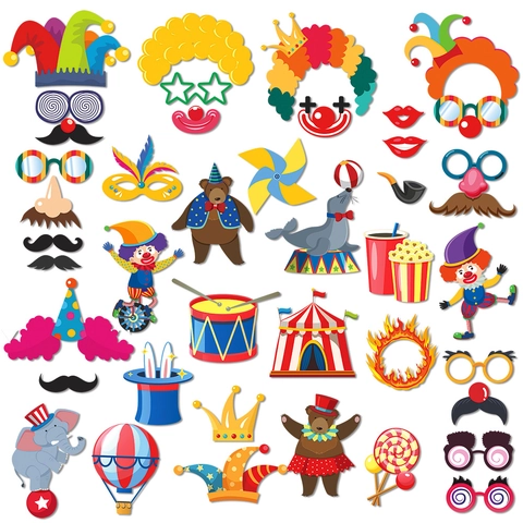 Circus Carnaval Party Foto Booth Props Papier Karton Grappige Maskers Snor Brillen Voor Verjaardagsfeestjes
