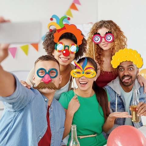 Circus Carnaval Party Foto Booth Props Papier Karton Grappige Maskers Snor Brillen Voor Verjaardagsfeestjes