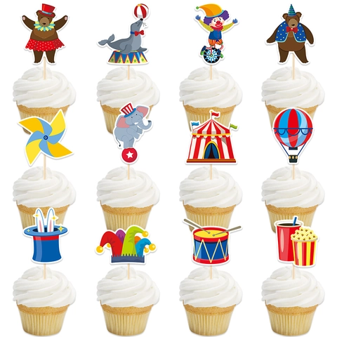 Decorazioni Cupcake Tema Circo Torta Carnevale Animali Clown Tenda Carta Per Festa Di Compleanno