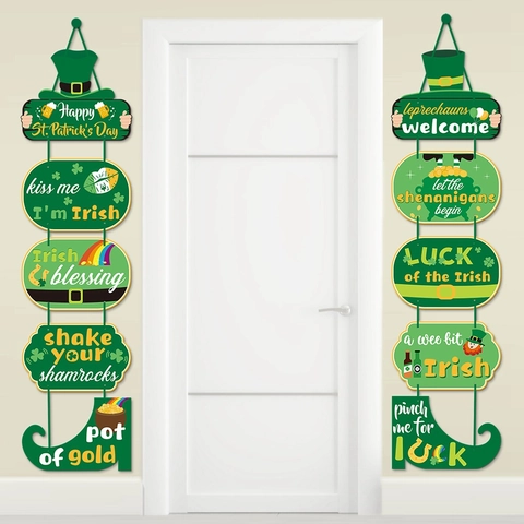 St Patricks Day Striscioni Appesi Targa Per Porta Carta Trifoglio Cappello Leprechaun Arcobaleno Decorazioni Festa Irlandese