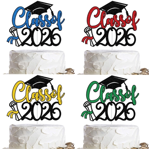 Decorazione Torta Laurea Glitter Class Of 2026 Tocco Diploma Decorazione Festa Celebrazione Decoro