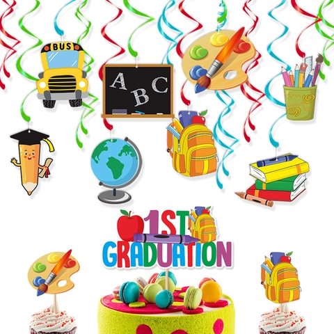 Back To School Hängende Wirbel Dekorationen PVC Karton Bunte Cartoon Schule Elemente Abschlussfeier Klassenzimmer Dekor