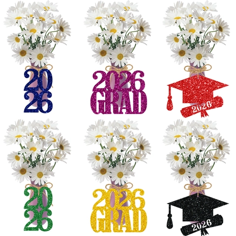 Etichette Decorative Glitter per Vasi di Laurea Classe del 2026 GRAD Tocco Pergamena Ornamenti Appesi per Festa di Laurea
