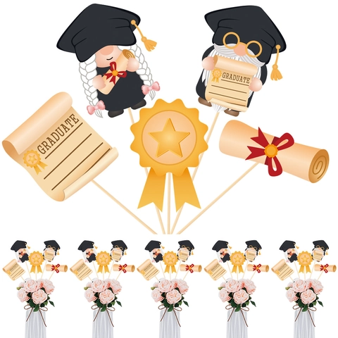 Graduation Gnome Vase Inserts Paper Photo Booth Props Decorative Sticks For Party Table Centerpiece Ornaments