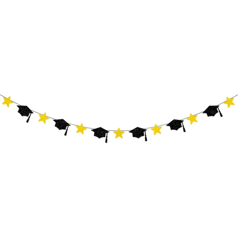 Graduation Decoration Banner Cake Topper Class Of 2026 Congrats Grad Gnome Theme Party Glitter Paper