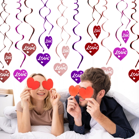 Decorazioni Appese Spirale Cuore PVC Motivo Amore Romantico Per San Valentino Matrimonio Fidanzamento Festa Soffitto Decor
