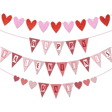 Banner Buon San Valentino Ghirlanda Cuore Luccicante Carta Decorazione Festa Camera Romantica