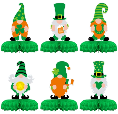 Décorations De Table Alvéolées Gnomes Saint-Patrick Festival Irlandais Papier Trèfle Style Leprechaun Chanceux
