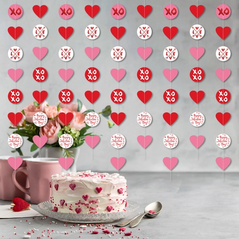 Ghirlanda di Cuori di San Valentino Striscione Amore XOXO Decorazione Sospesa Ghirlanda di Carta per Matrimonio Romantico Festa Casa