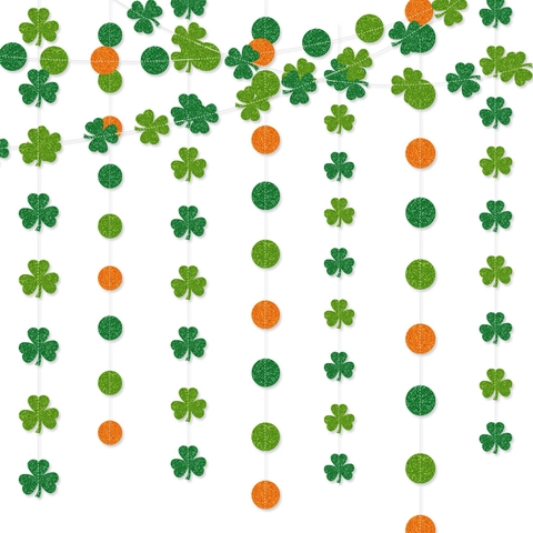 Decorazioni Appese Giorno Di San Patrizio Trifoglio Disco Rotondo Carta Luccicante Addobbi Festa Irlandese