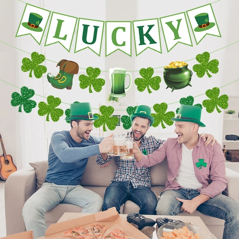 St. Patrick's Day Dekoration Kleeblatt Banner Wirbel Papier Grün Irisches Festival Party Dekor