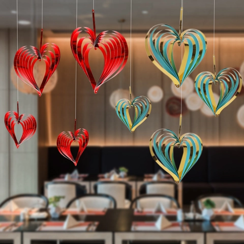 Decorazioni A Cuore Appese 3D In Cartoncino Metallico Spirale A Strati Per San Valentino Matrimonio Anniversario Festa Casa