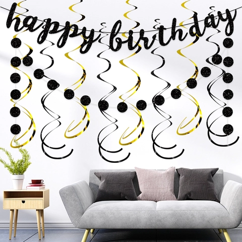 Buon Compleanno Matrimonio Banner Ghirlanda Spirali Appese Carta Luccicante Decorazione Festa Rivelazione Genere Sposa Bambino