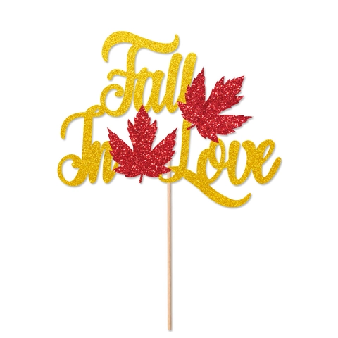 Thanksgiving Cake Topper Glitter Paper Pumpkin Maple Leaf Autumn Fall Party Decoration For Wedding Birthday