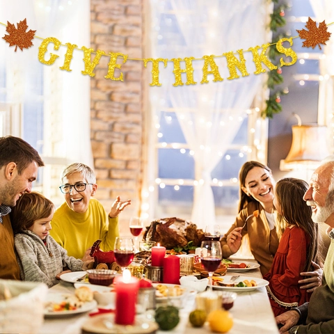 Autumn Thanksgiving Party Banner Glitter Paper Pumpkin Maple Leaf Garland Birthday Celebration Hanging Decor