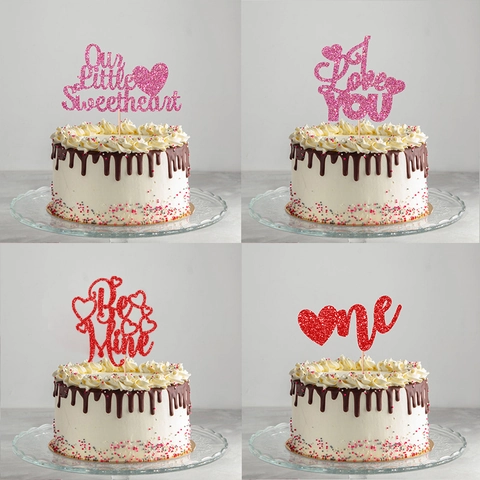 Decorazione Per Torta In Carta Luccicante Cuore Lettera D'Amore Tavolo Dessert Matrimonio Compleanno San Valentino