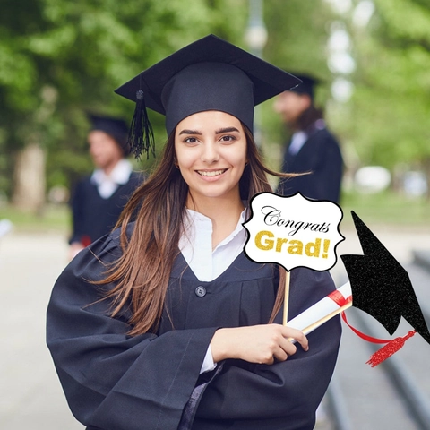 Abschluss Fotorequisiten Mit Gold Glitzer Abschlussfeier Dekorationen Congrats Grad Für Den Abschluss Der Oberstufe