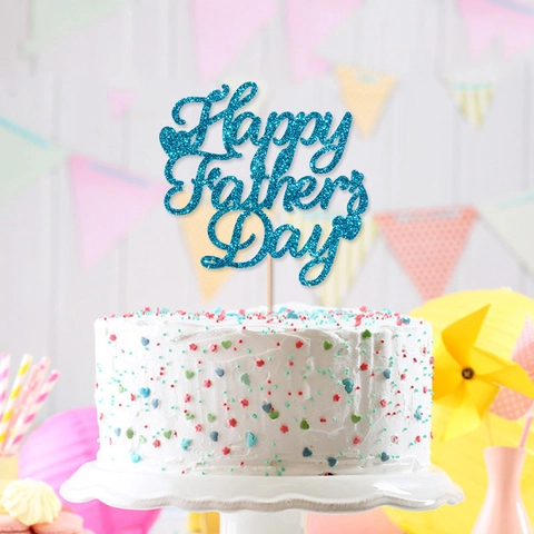 Décoration De Gâteau Happy Father's Day Papier Pailleté Best Dad Ever Moustache Étoiles Fête