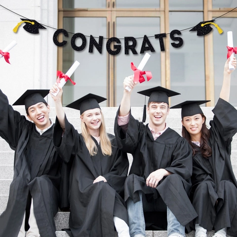 Banner Di Laurea Carta Luccicante Congrats Grad Classe Del 2026 Decorazione Per Feste Sfondo Foto Oggetti Di Scena Ghirlanda
