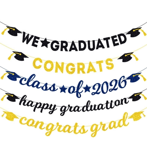 Banner Di Laurea Carta Luccicante Congrats Grad Classe Del 2026 Decorazione Per Feste Sfondo Foto Oggetti Di Scena Ghirlanda