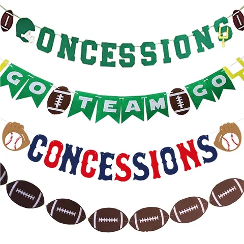 Striscioni Per Feste A Tema Sportivo Baseball Football Americano Ghirlande Decorazioni Carta Celebrazione