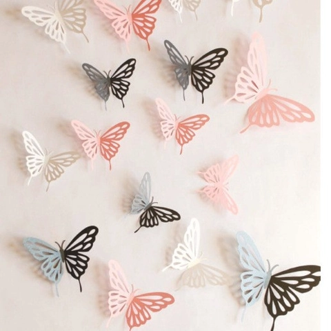 3D Hohle Papier Schmetterling Wandaufkleber Laser Geschnitten Schmetterlinge Kuchendekoration Für Hochzeit Geburtstag Party Deko