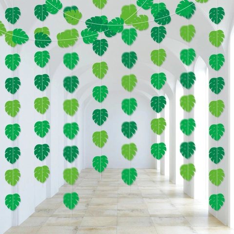 Striscione Foglie Di Monstera Tropicali Hawaii Ghirlanda In Cartoncino Verde Decorazione Per Feste Estive Arredamento Sospeso