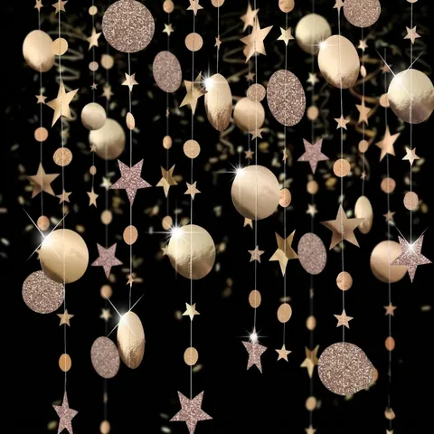 Ghirlanda Stella Cerchio Banner Appeso Carta Specchio Luccicante Per Decorazione Festa Di Compleanno Matrimonio Elegante Riflettente