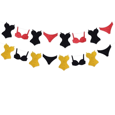 Ghirlanda Banner Per Addio Al Nubilato Lingerie Carta Luccicante Forme Corsetto Per Decorazione Festa Sposa Oro Nero Rosso