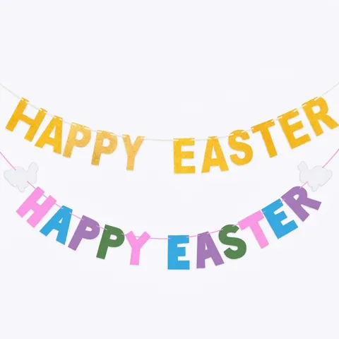 Banner Buona Pasqua Ghirlanda Di Coniglietto Carta Glitterata Pavese Appeso Per Festa Vacanza Decorazione Della Casa
