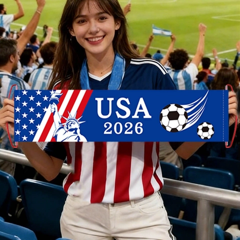 Handbediende Intrekbare Banner 2026 Voetbal Cup Fan Juichen Polyester Nationale Vlag Scroll Feestdecoratie Sport
