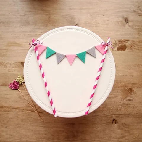 Mini Decorazione Per Torta Bandierine Arcobaleno Feltro Bandiere Triangolari Con Cannucce Di Carta Stile Coreano Festa