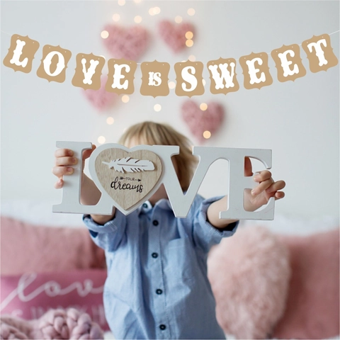 Retro Kraftpapier Girlande Banner Hochzeit Party Dekoration Rustikale Hängende Buchstaben Schild Hintergrund