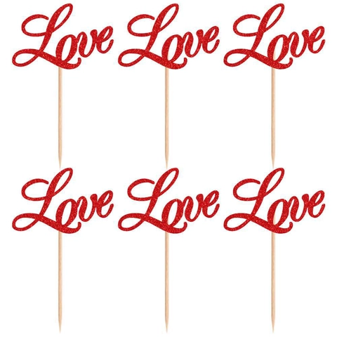Love Cake Topper Carta Glitterata Picks Per Dessert Per Decorazione Di Feste Di Compleanno Di Matrimonio