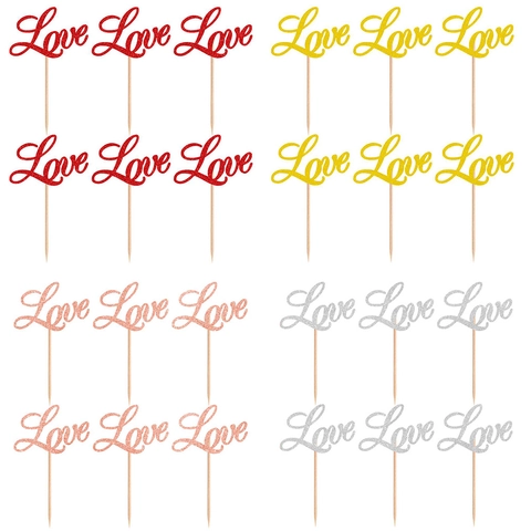 Love Cake Topper Carta Glitterata Picks Per Dessert Per Decorazione Di Feste Di Compleanno Di Matrimonio