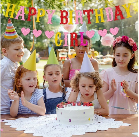 Glitter Paper Party Banner Hanging Garland For Wedding Birthday Baby Shower Celebration Decoration DIY Ornament