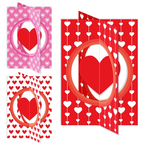 Valentine's Day 3D Heart Ornaments Cardboard Hollow Folding Desktop Decoration Party Wedding Romantic Decor