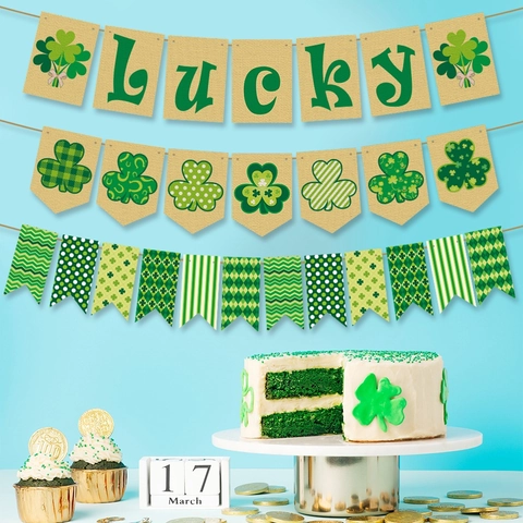 Striscioni Di San Patrizio Lucky Trifoglio Ghirlanda Di Juta Decorazione Per Festa Irlandese Verde Ornamento Da Appendere