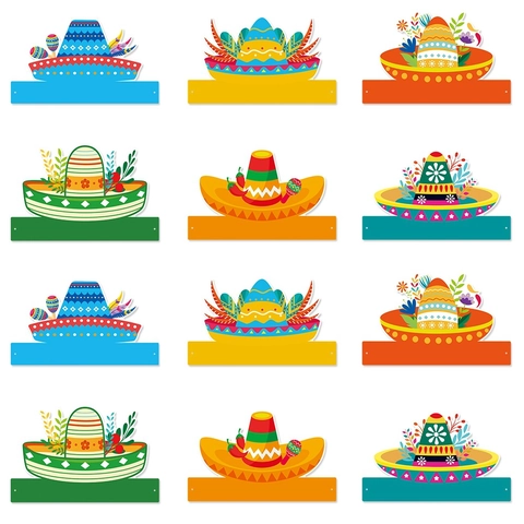 Chapeaux De Fête Mexicains Sombrero Bandeaux En Papier Accessoires Photo Pour Décorations De Carnaval Fiesta