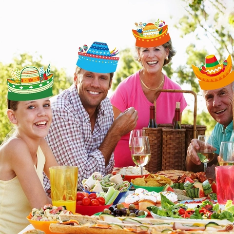 Chapeaux De Fête Mexicains Sombrero Bandeaux En Papier Accessoires Photo Pour Décorations De Carnaval Fiesta