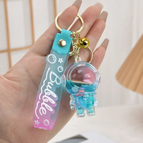 Astronauta Tazza Di Tè Al Latte Sabbie Mobili Liquide Portachiavi Acrilico Glitter Fluttuanti Ciondolo Per Borsa Accessori