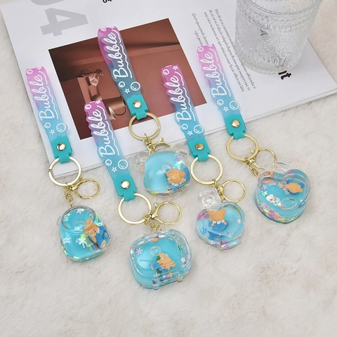 Porte-Clés Sable Mouvant Liquide Acrylique Ours Dessin Animé Multi Forme Paillettes Flottantes Pendentif Sac Mignon