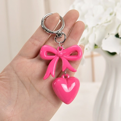 Portachiavi Ciondolo Borsa Cuore Fiocco Resina Acrilica Stile Coreano Carino Accessori Regalo