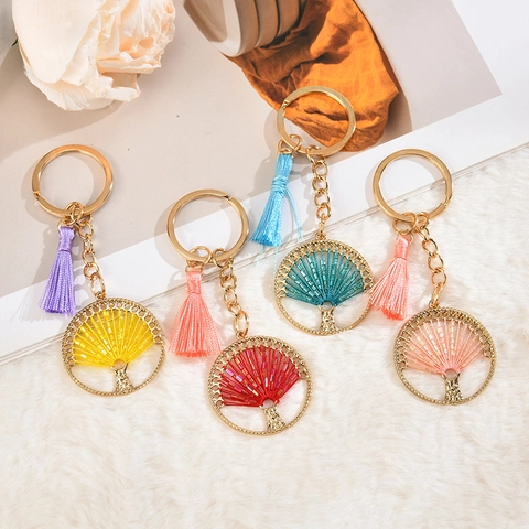 Portachiavi Albero Della Vita Bohemian Con Perline Colorate E Nappina In Lega Di Metallo Ciondolo Per Borsa Da Donna Gioielli