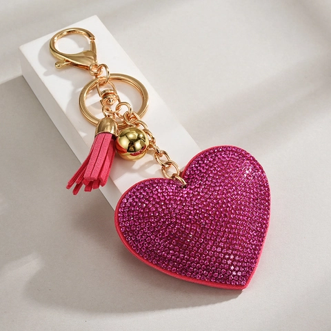 Portachiavi Cuore Con Strass Luccicanti E Nappa Pelle PU Ciondolo Per Borsa Moda Portachiavi Auto Regalo
