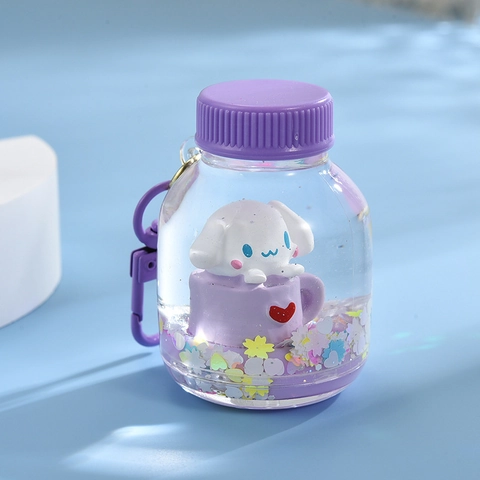 Portachiavi Creativo con Sabbie Mobili Liquide Cucciolo di Cartone Animato Ciondolo per Borsa in Acrilico Simpatico Animale Galleggiante Regalo per Donne Ragazze