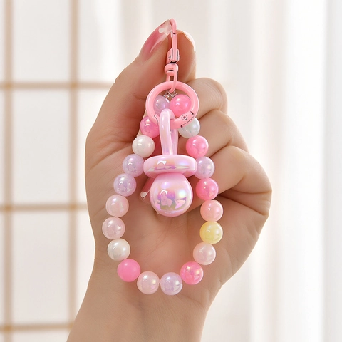 Portachiavi Con Perline Ciondolo Per Borsa Acrilico Forma Ciuccio Colorato Iridescente Dolce Kawaii Ornamento Per Ragazze Donne