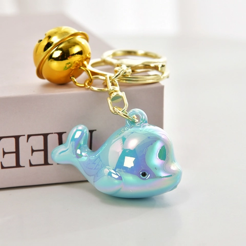 Portachiavi Delfino Balena Acrilico Resina Perla Artificialto Colorato Galvanizzato Campanello Dorato Chiusura A Aragosta Fascino Borsa Carino Novità